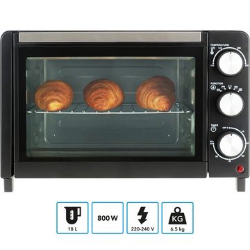 Mestic Gaskocher Mini Backofen 18L MHO-120 Umluft Camping, Konvektionsofen Timer 800W 230°