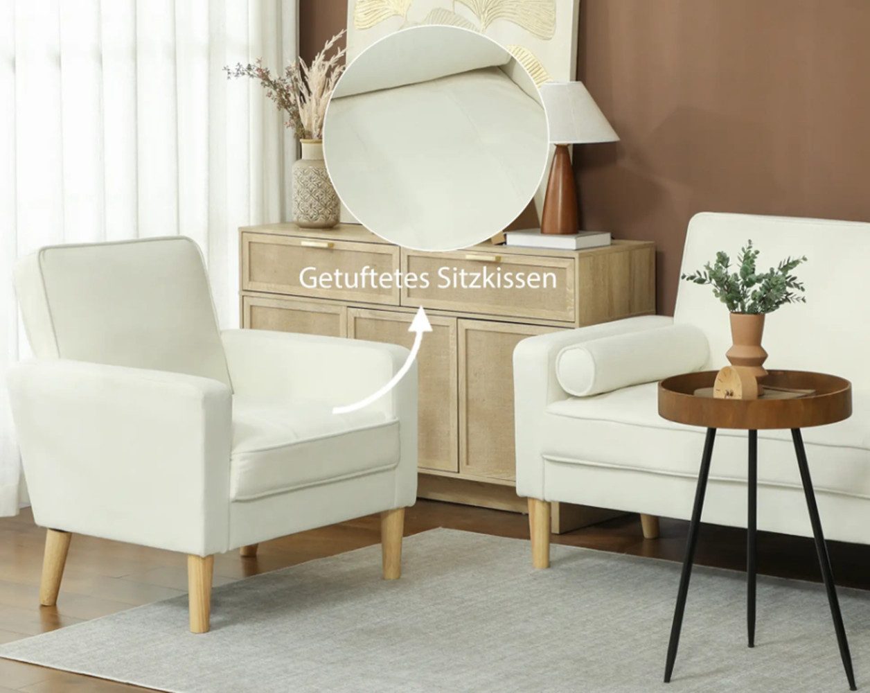 XDeer Polsterstuhl Polstersessel mit Armlehnen, neigbare Rückenlehne, Einzelsessel,76B x 79T x 82H cm
