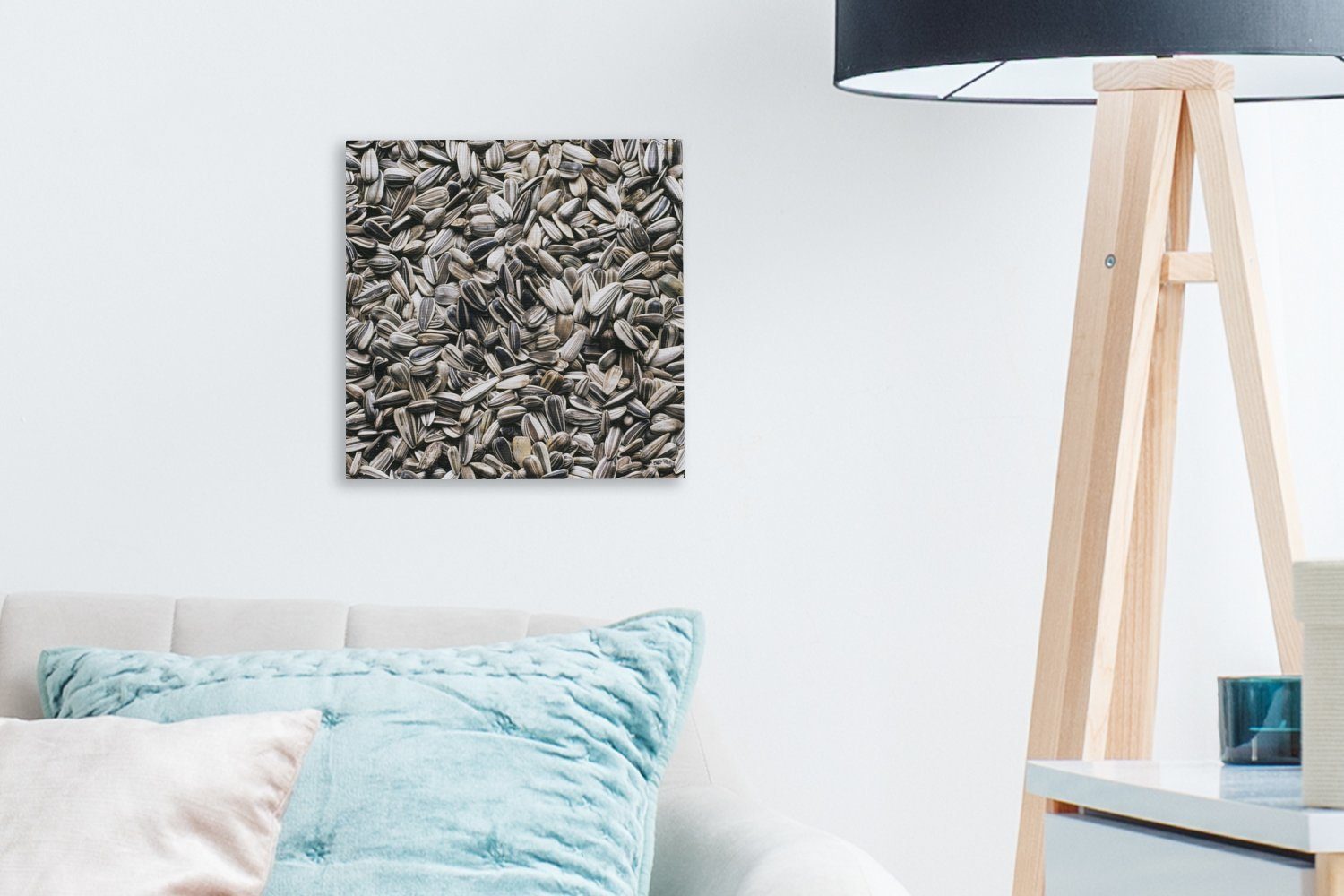 OneMillionCanvasses® Leinwandbild Nahaufnahme von weißen Wohnzimmer St), (1 Schlafzimmer Leinwand Bilder für Sonnenblumenkernen