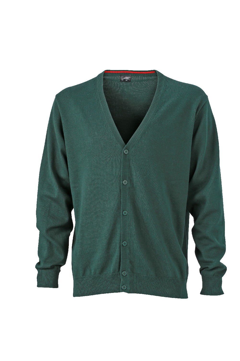 James & Nicholson Cardigan JN 661 Herren V-Neck Cardigan Leichte Strickqualität forest green