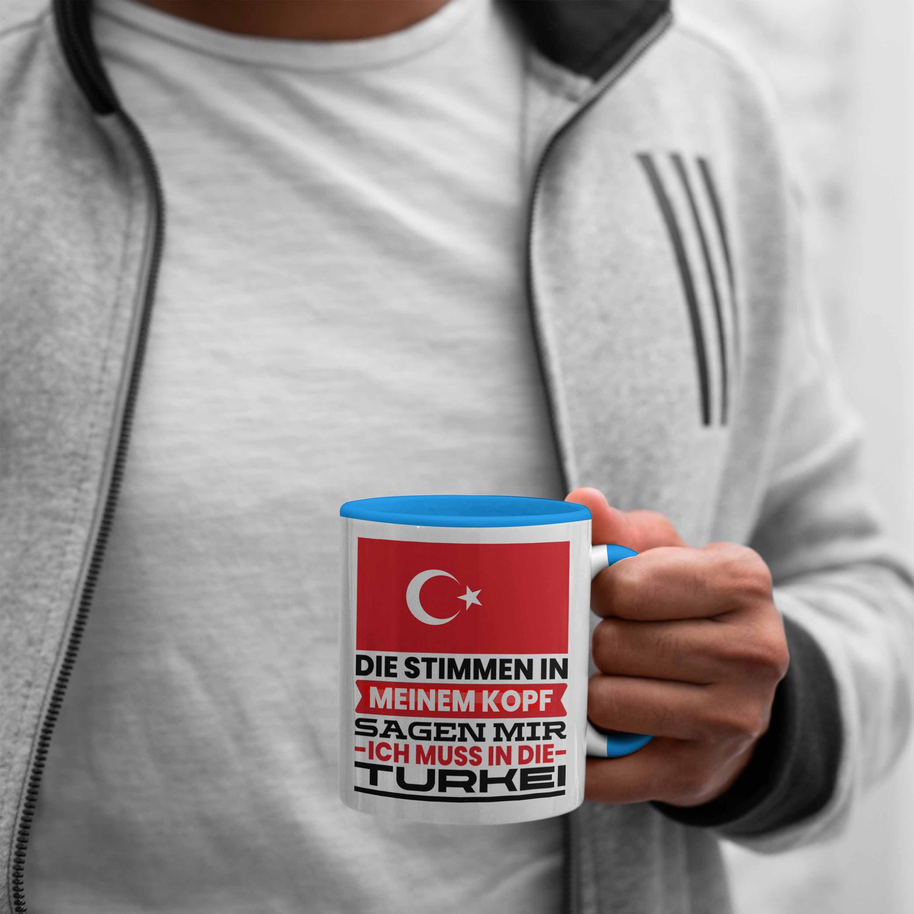 Trendation Tasse Geschenkidee Geschenk Geburtstag für Tasse Urlaub Türkei Mu Blau Ich Türken