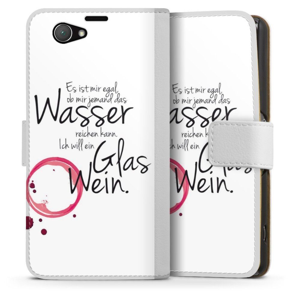DeinDesign Handyhülle Es ist Mir Egal, Hülle, Handy Flip Case, Wallet Cover, Handytasche Leder Wein Sprüche Statement