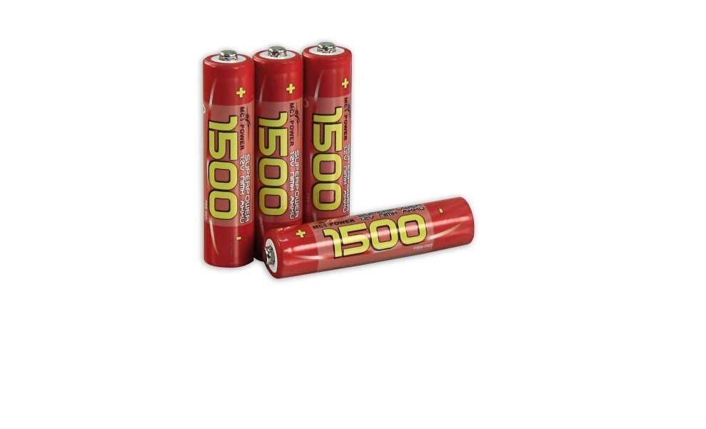 1500 NiMH mAh Akku Micro 4er Batterie Pack Batterien Micro AAA AAA 1,2V 1500mAh V), Akku (1,2V McPower