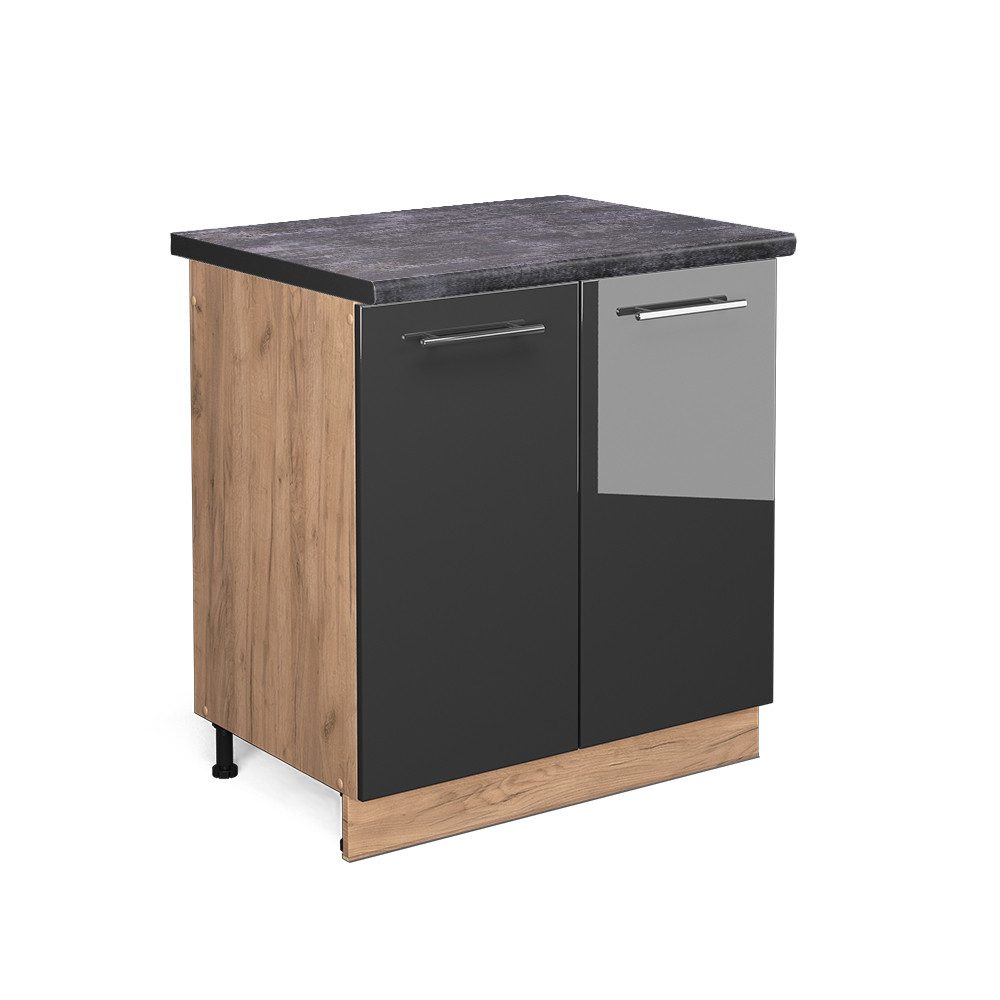 Vicco Spülenunterschrank Fame-Line, Anthrazit Hochglanz/Goldkraft Eiche, günstig online kaufen