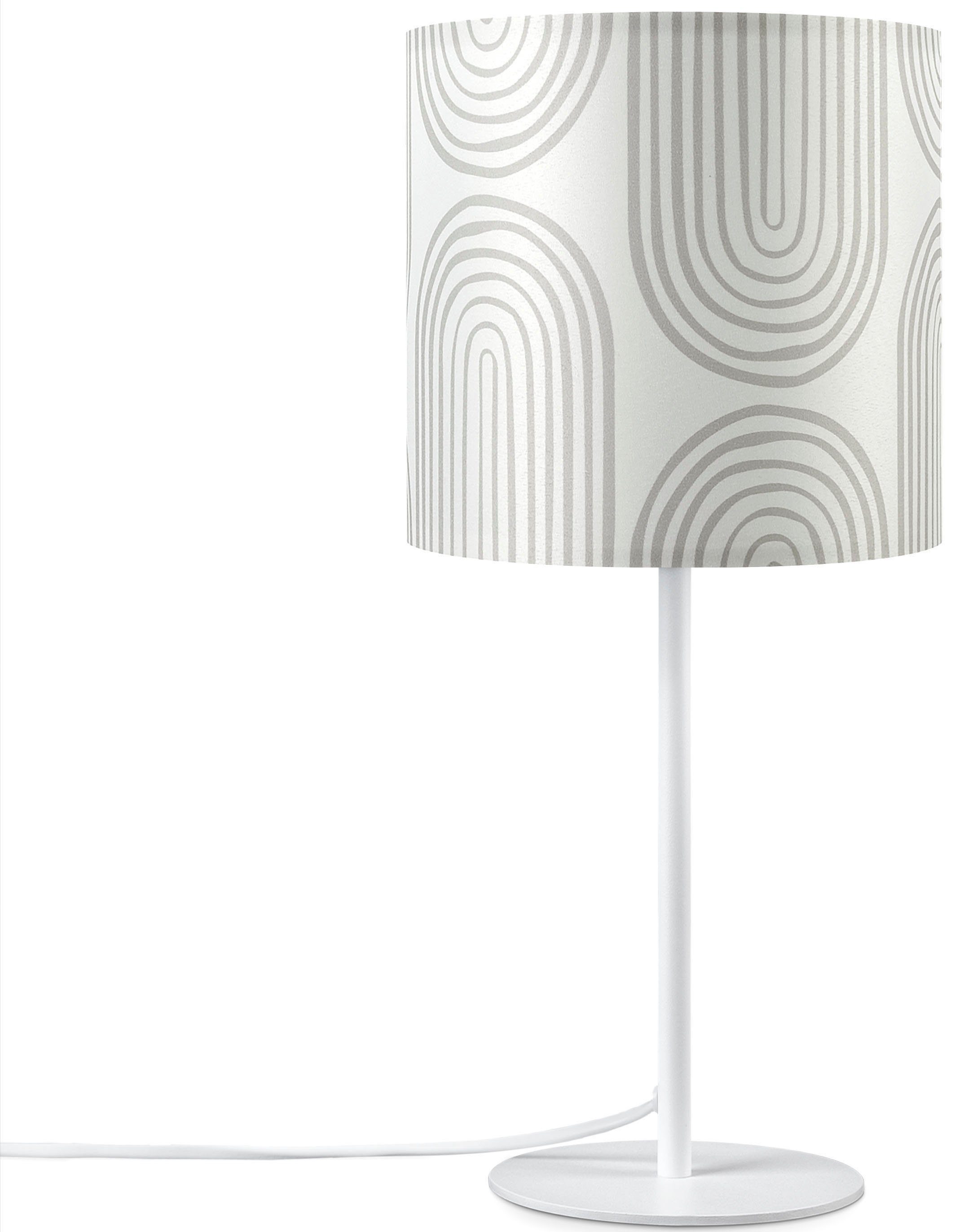 Paco Home Tischleuchte Luca Pillar, ohne Leuchtmittel, Mit Stoffschirm Nach Schlafzimmer Abstrakt Modern Retro E14 | Tischlampen