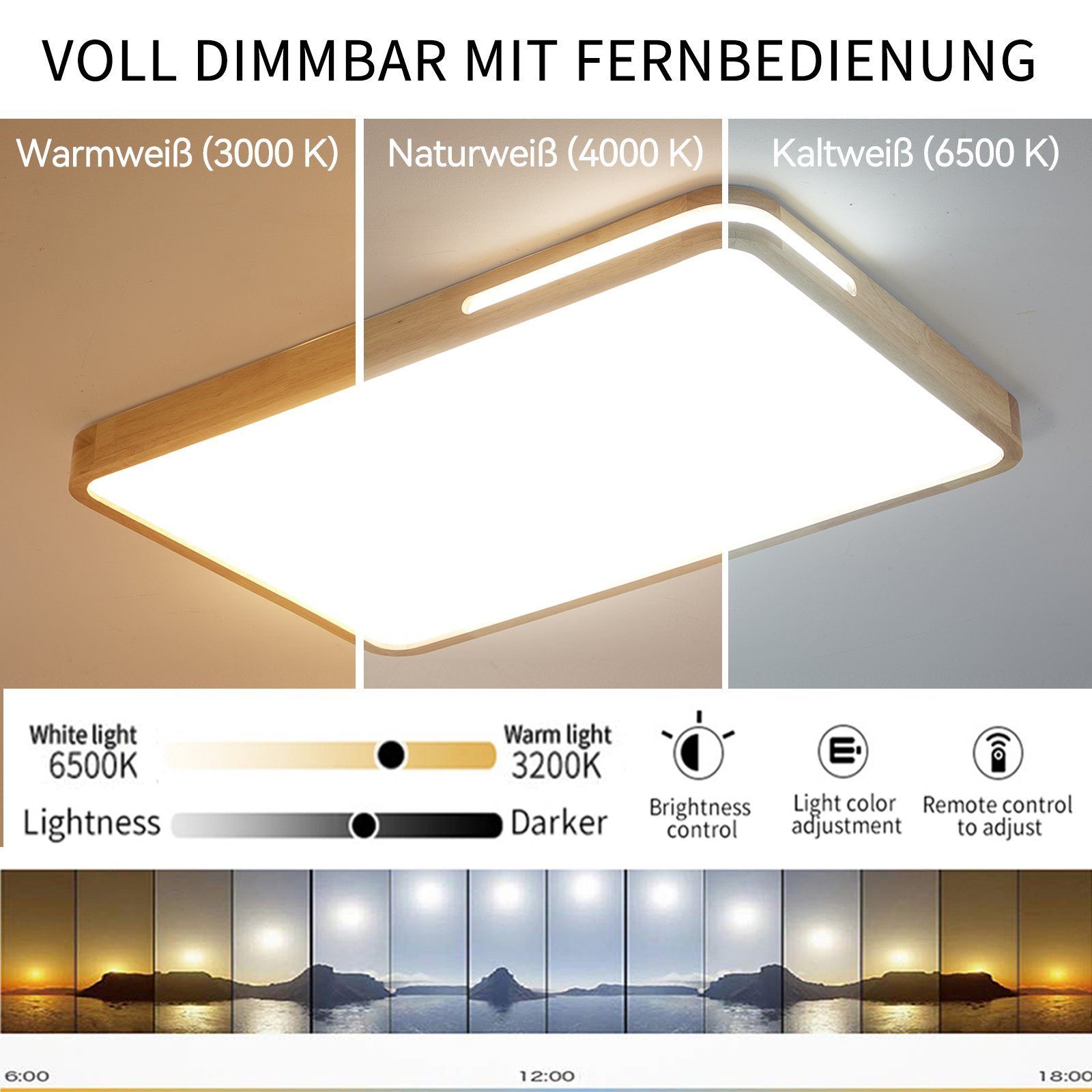 style home Deckenleuchte Holz LED Deckenlampe, günstig online kaufen