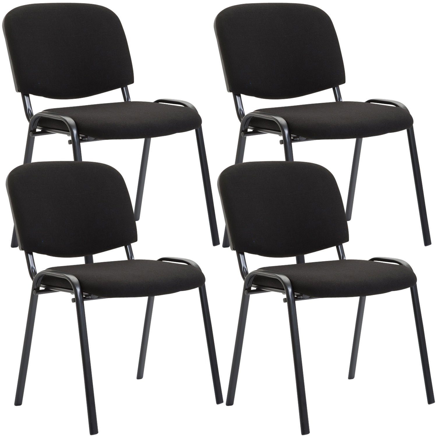 TPFLiving Besucherstuhl Keen mit hochwertiger Polsterung - Konferenzstuhl (Besprechungsstuhl - Warteraumstuhl - Messestuhl, 4 St), Gestell: Metall schwarz - Sitzfläche: Stoff schwarz