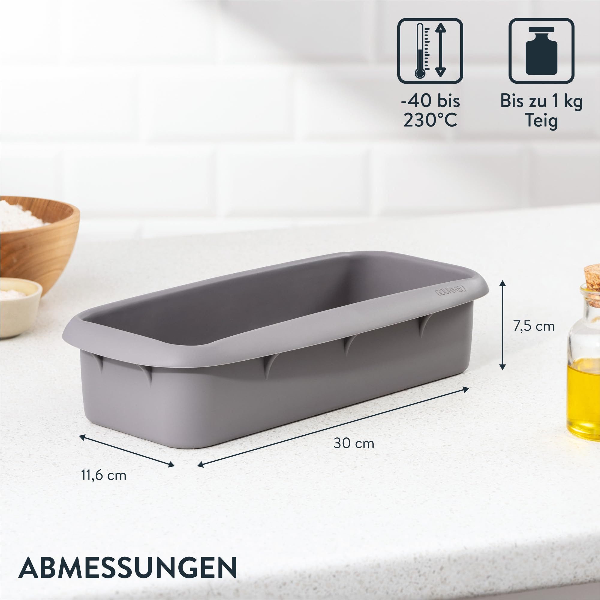 GOURMEO Backform GOURMEO Silikon Kastenform 30 cm Antihaft, Grau – Bild 5 von 5