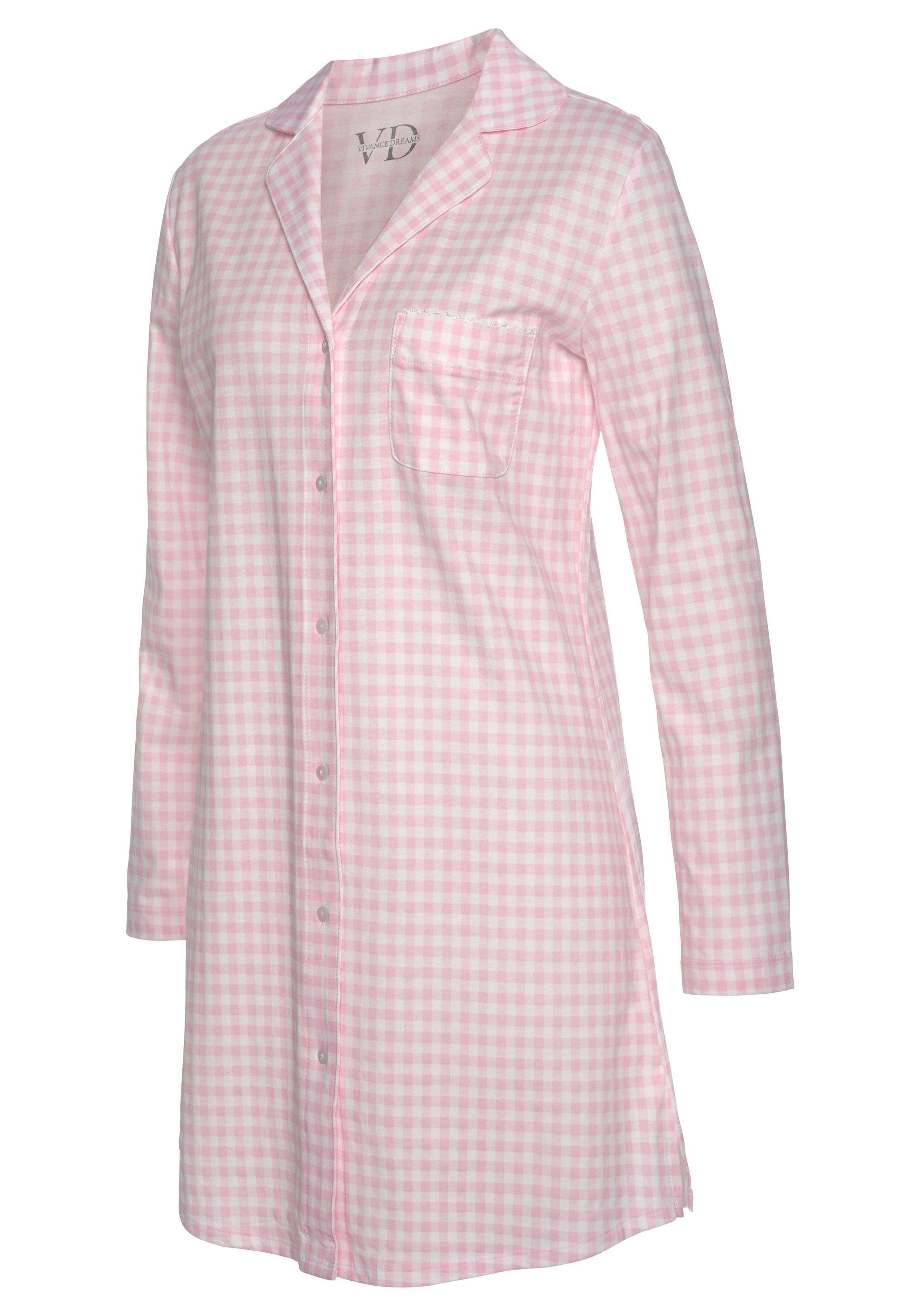 Nachthemd mit feinem Vivance Dreams Muster rosa-weiß