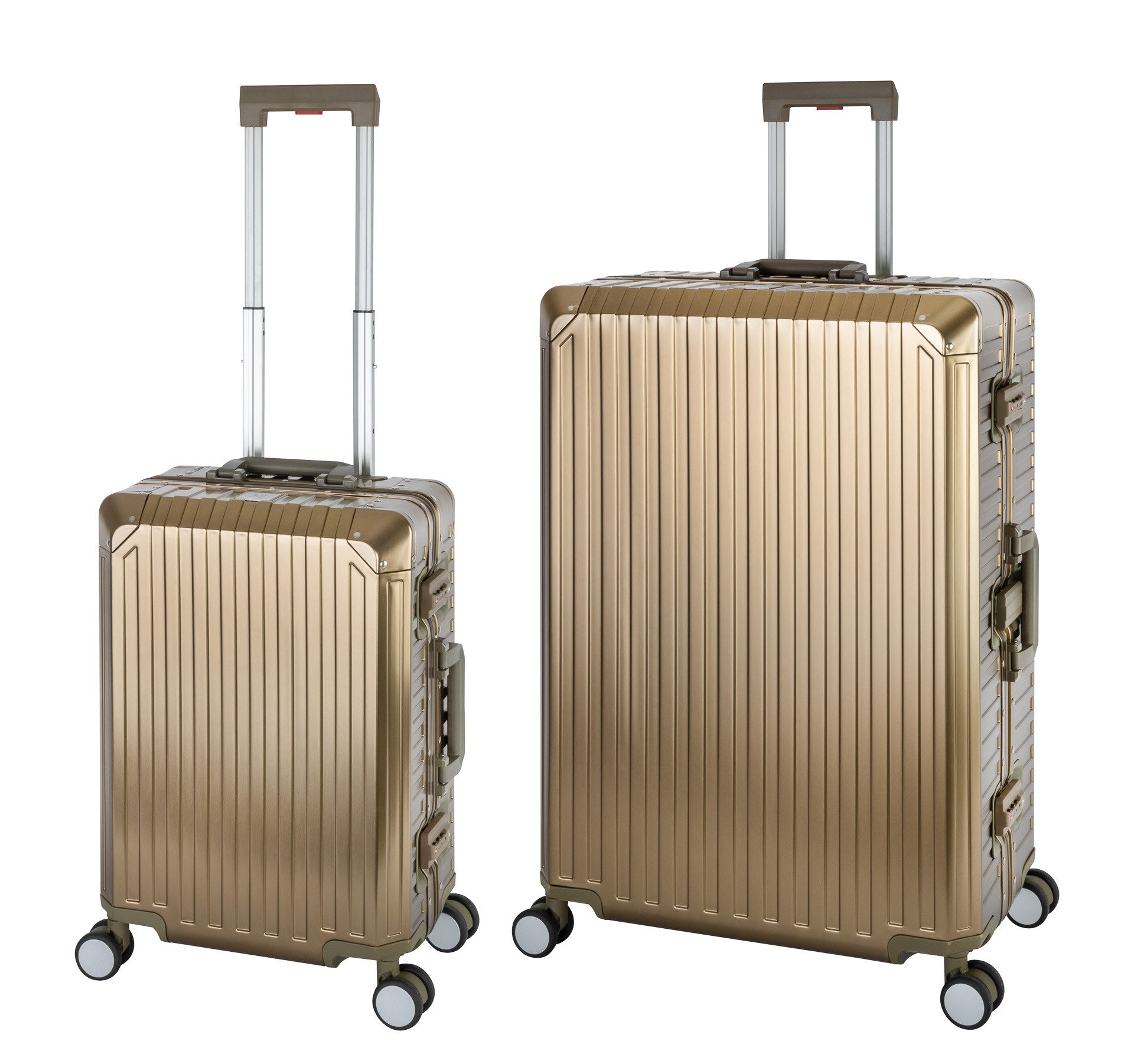 Travelhouse Trolleyset Tokyo, 4 Rollen, (2 tlg., Hartschalen Trolley Set), Aluminium Hartschale TSA Zahlenschloos Aluminium-Rahmen
