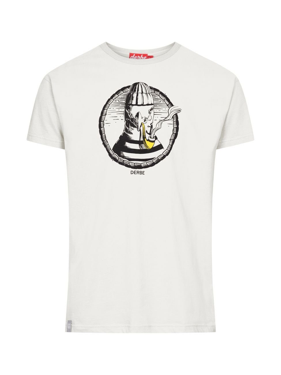 Derbe Off Print-Shirt T-Shirt Herren White (1-tlg) Matrosenmöwe
