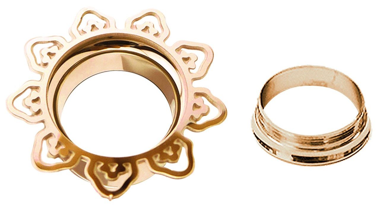 Adelia´s Plug Piercing - Plug 316L Stahl Blume, Motiv Blume, 11 mm Länge, 316L Stahl