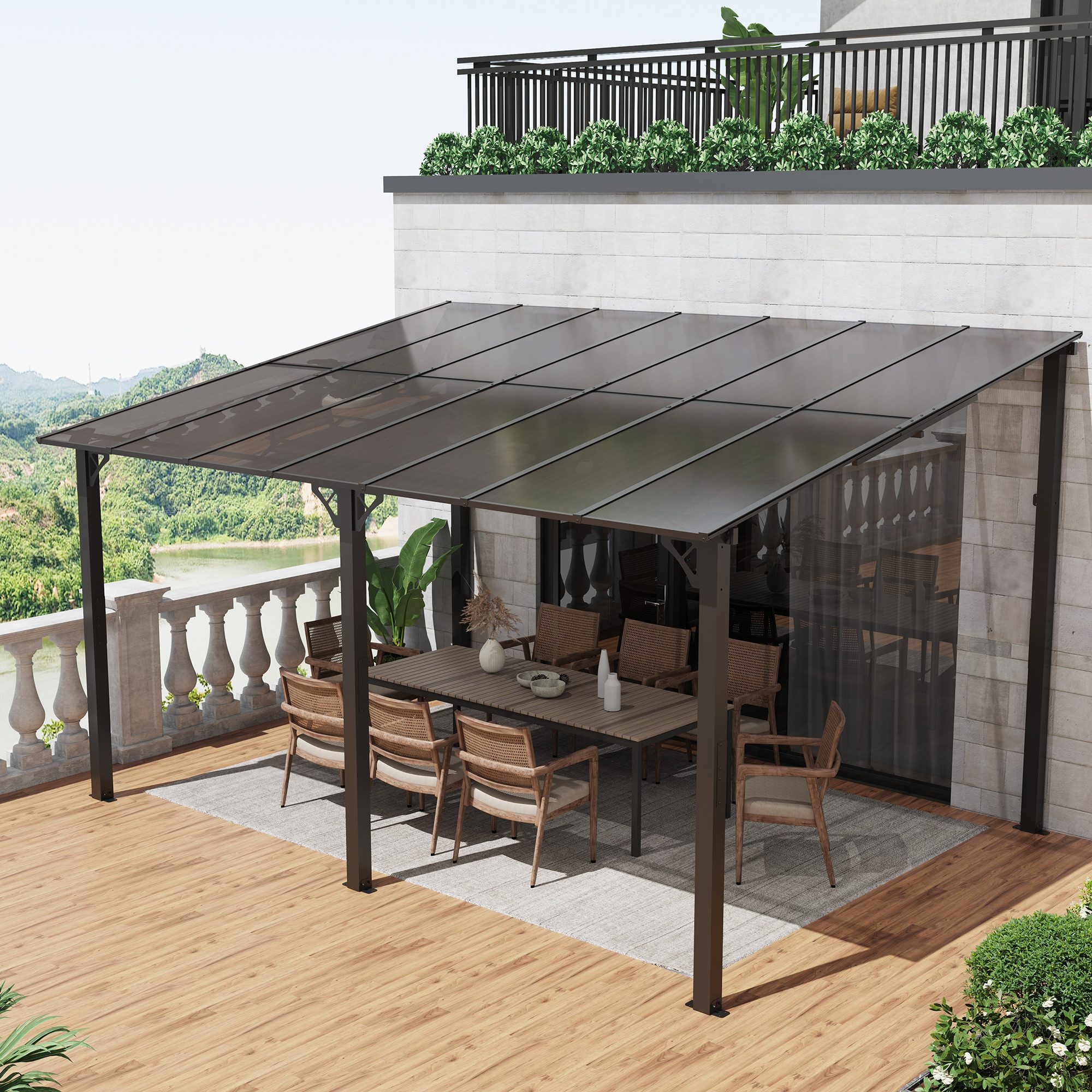 JOIVI Pergola Pergola 3x4m Terrassenüberdachung, Carport mit Sonnendach, (P günstig online kaufen