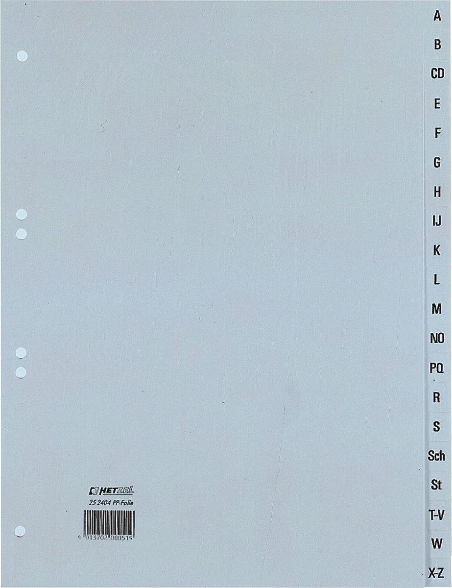 HETZEL Aktenordner Register A4 PP A-Z grau