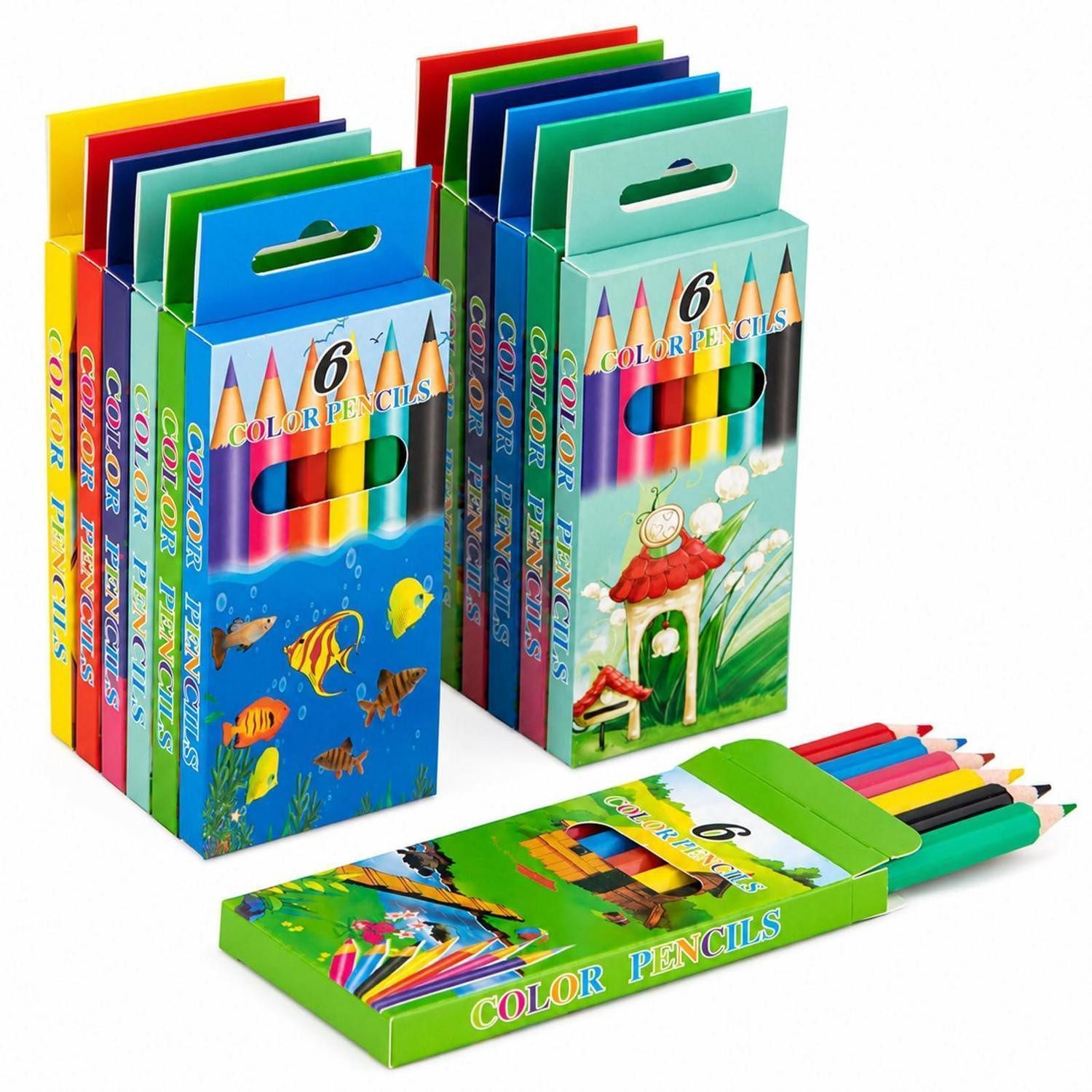 LuxusKollektion Buntstift Buntstifte 72er Set Kurz 8.5cm 6 Farben, (1-tlg)