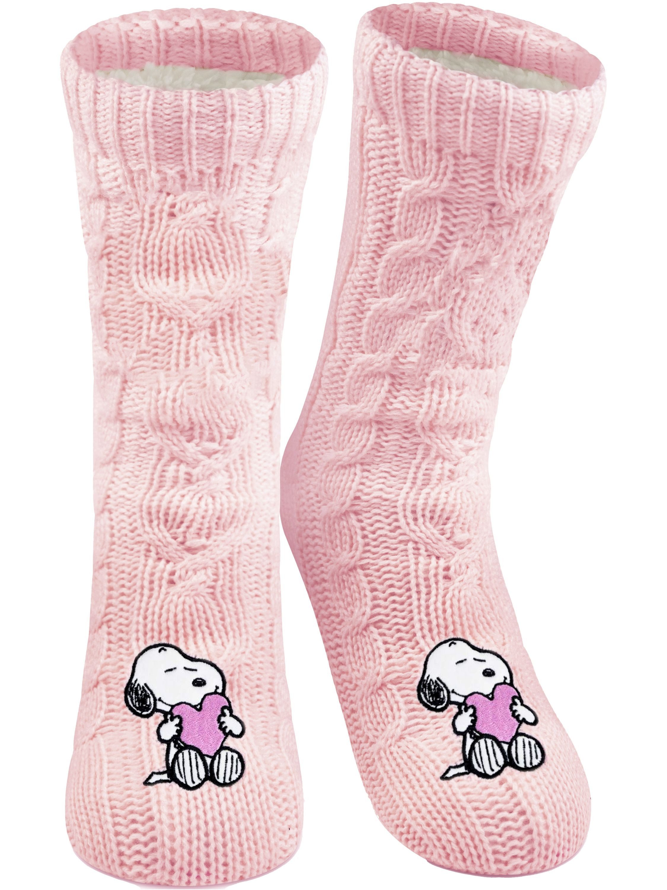 United Labels® Haussocken Peanuts Snoopy Hüttensocken Strick Haussocken Kuschelsocken