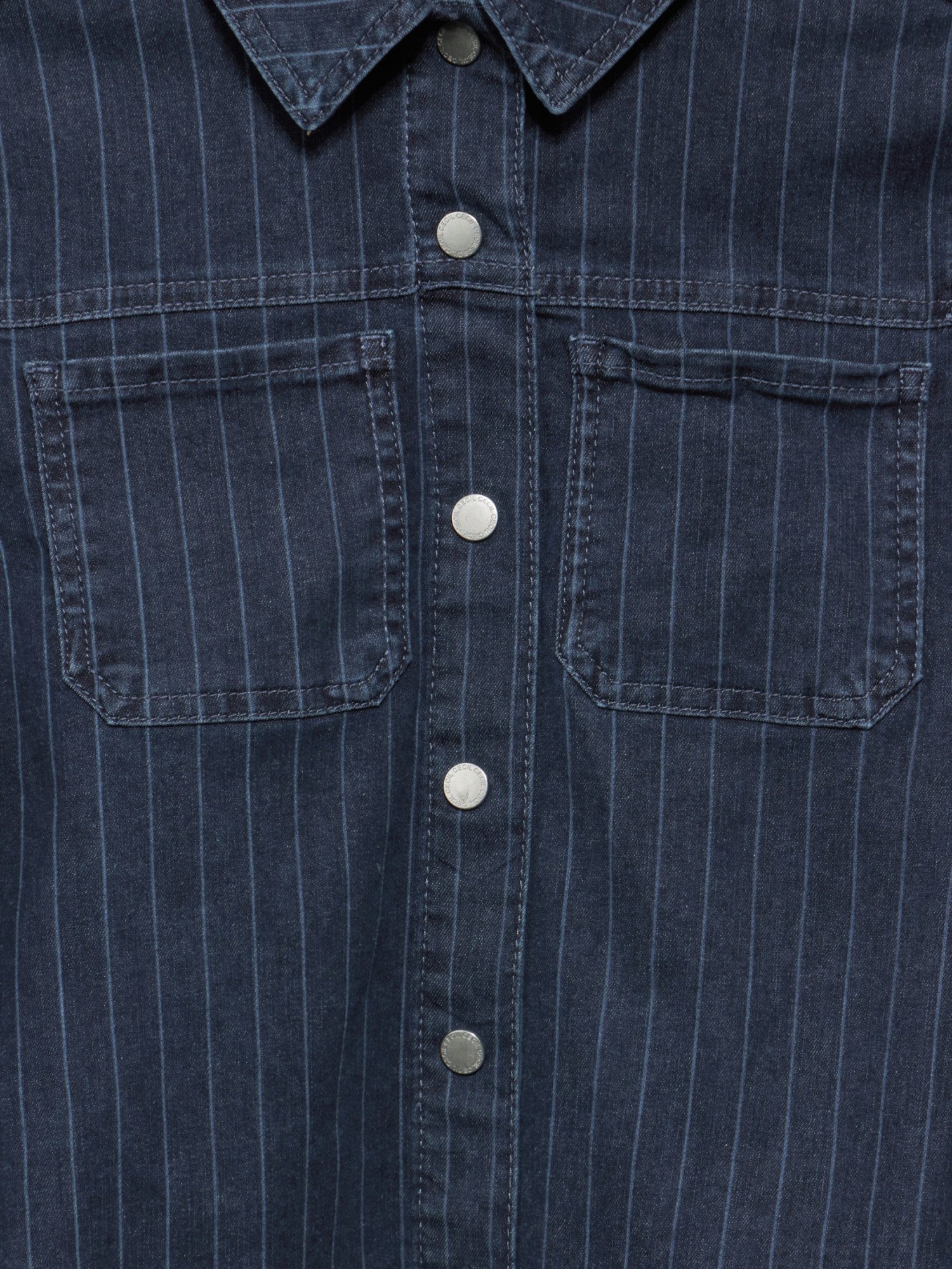CECIL Jackenblazer blau,Casual,Baumwolle,Unifarben,Hemdblusenkragen,Lang,Regular Fit