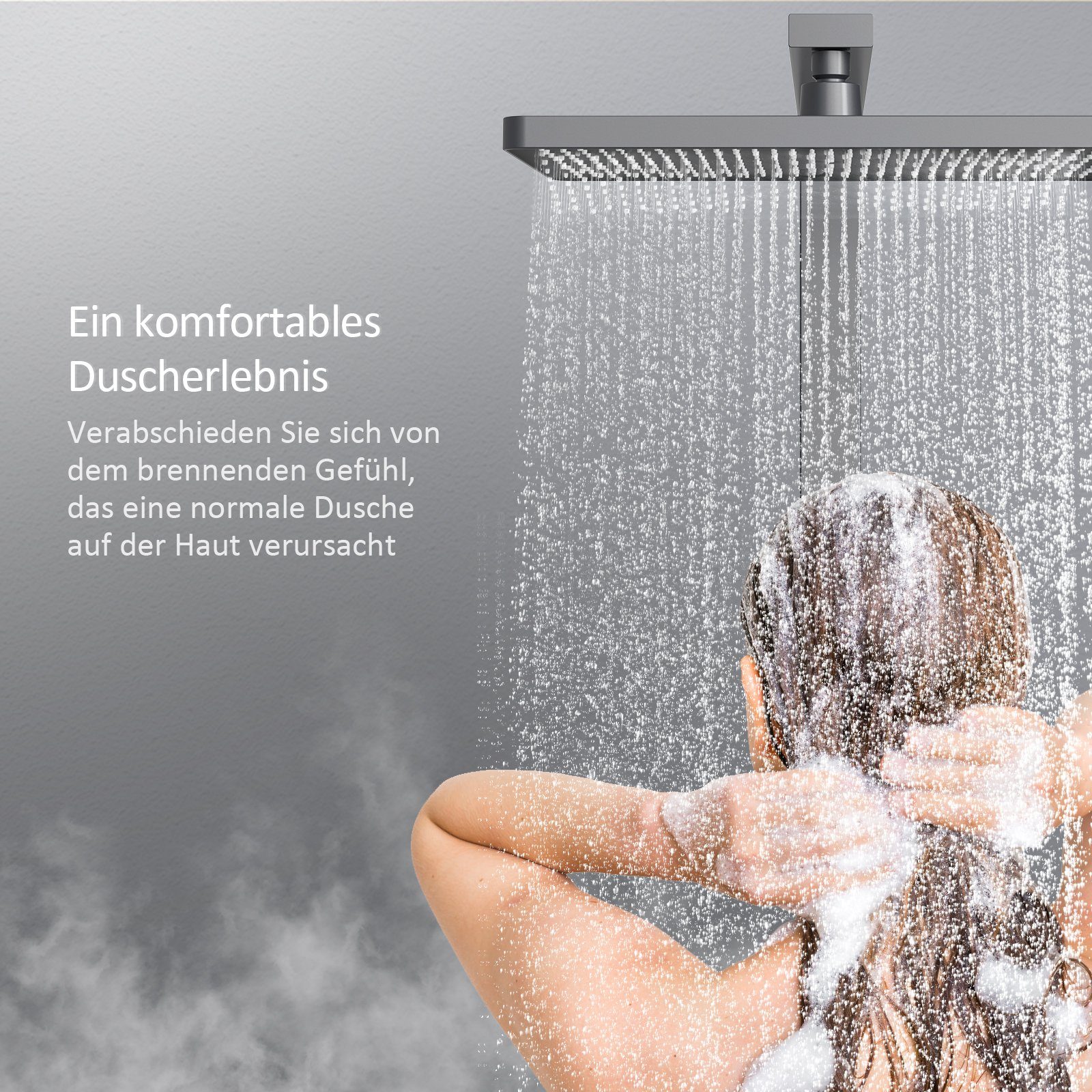 EMKE Duschsystem Regendusche Thermostat-Set 36×24 cm,Klaviertasten-Steuerun günstig online kaufen