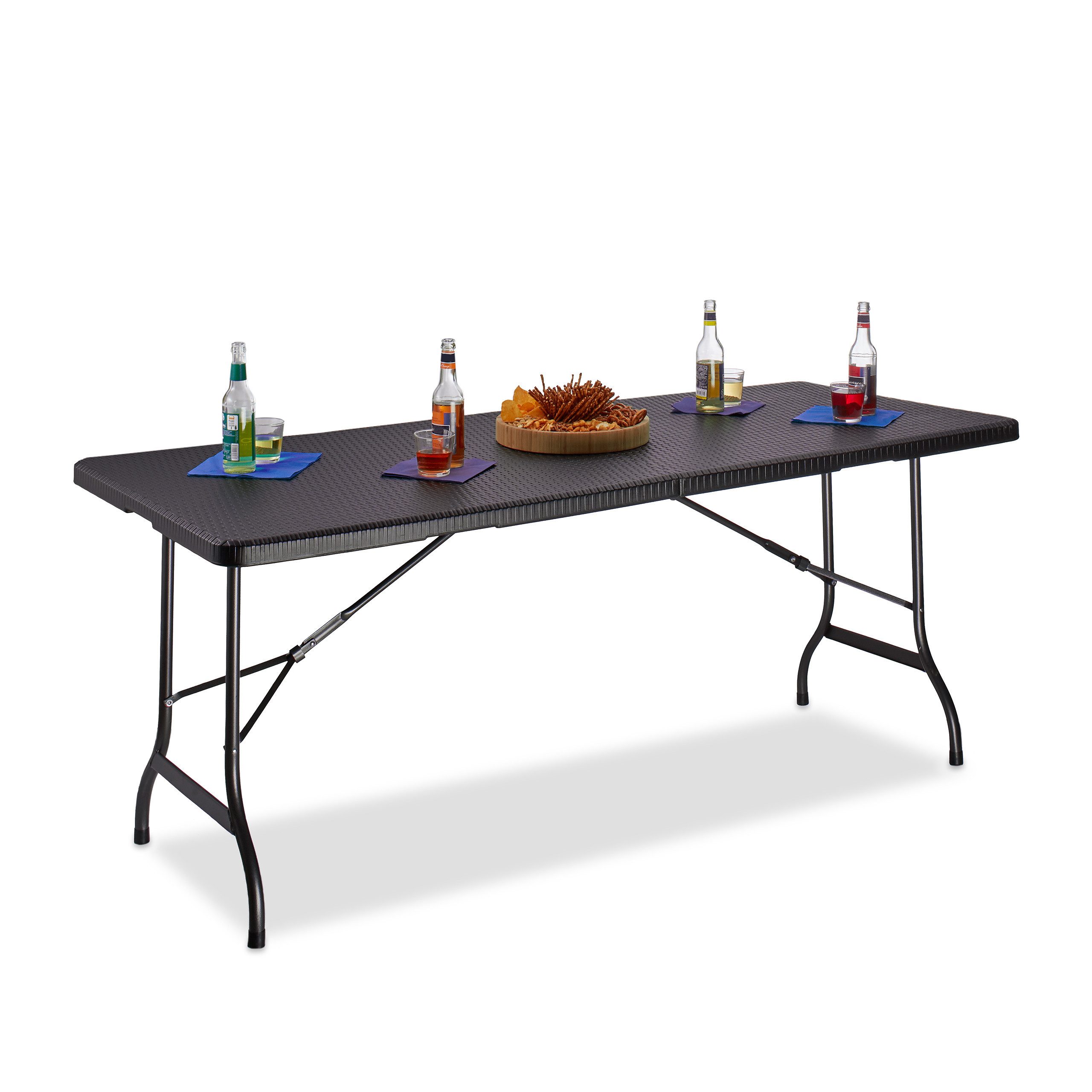 relaxdays Gartentisch klappbar BASTIAN groß, Schwarz günstig online kaufen
