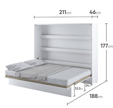 yourhouse24 Schrankbett Bed Concept BC-14 160x200 Wandklappbett Horizontal Lenart Gästebett