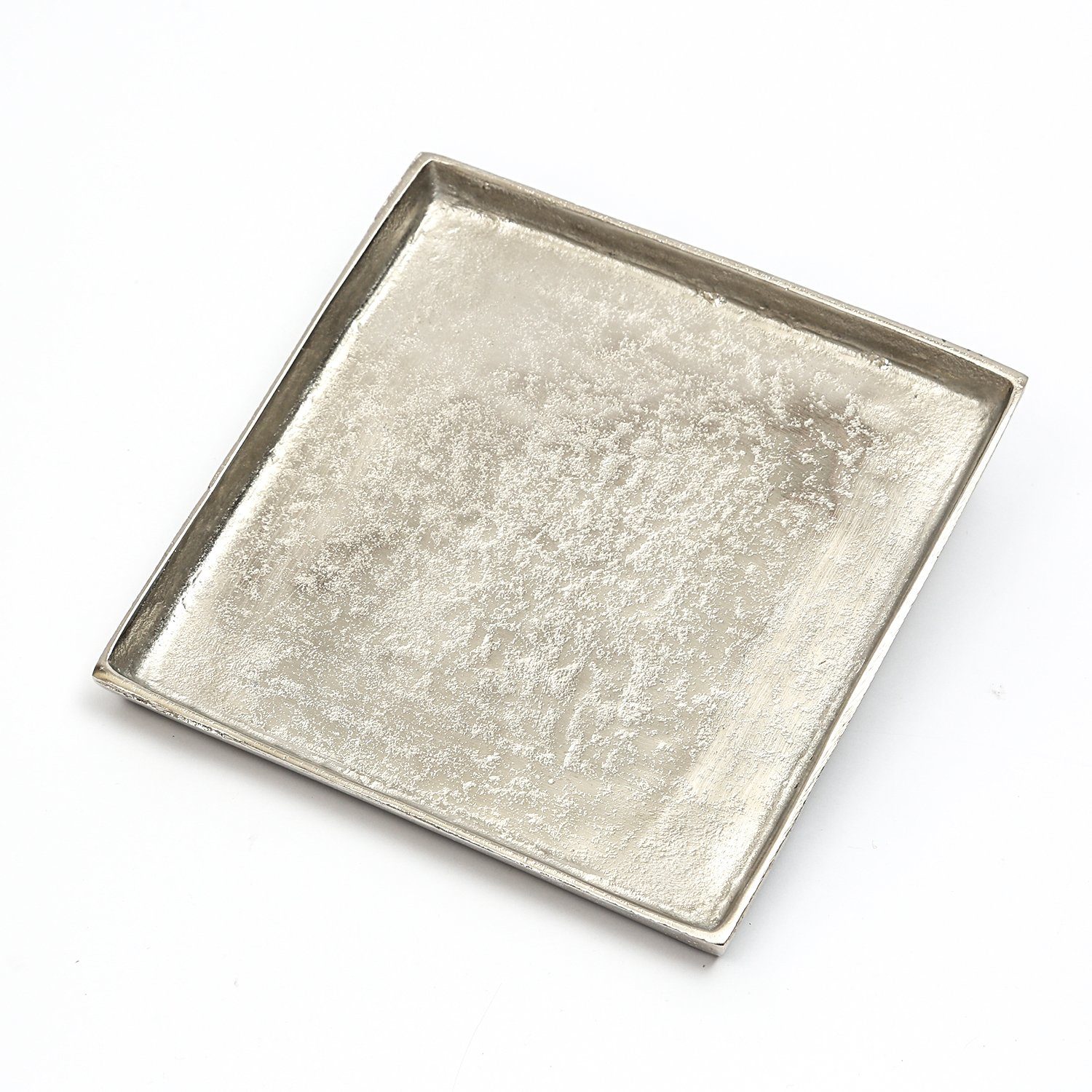quadratisch Tablett silber 22cm Dekoschale Aluminium MARELIDA Dekoteller Dekotablett L: