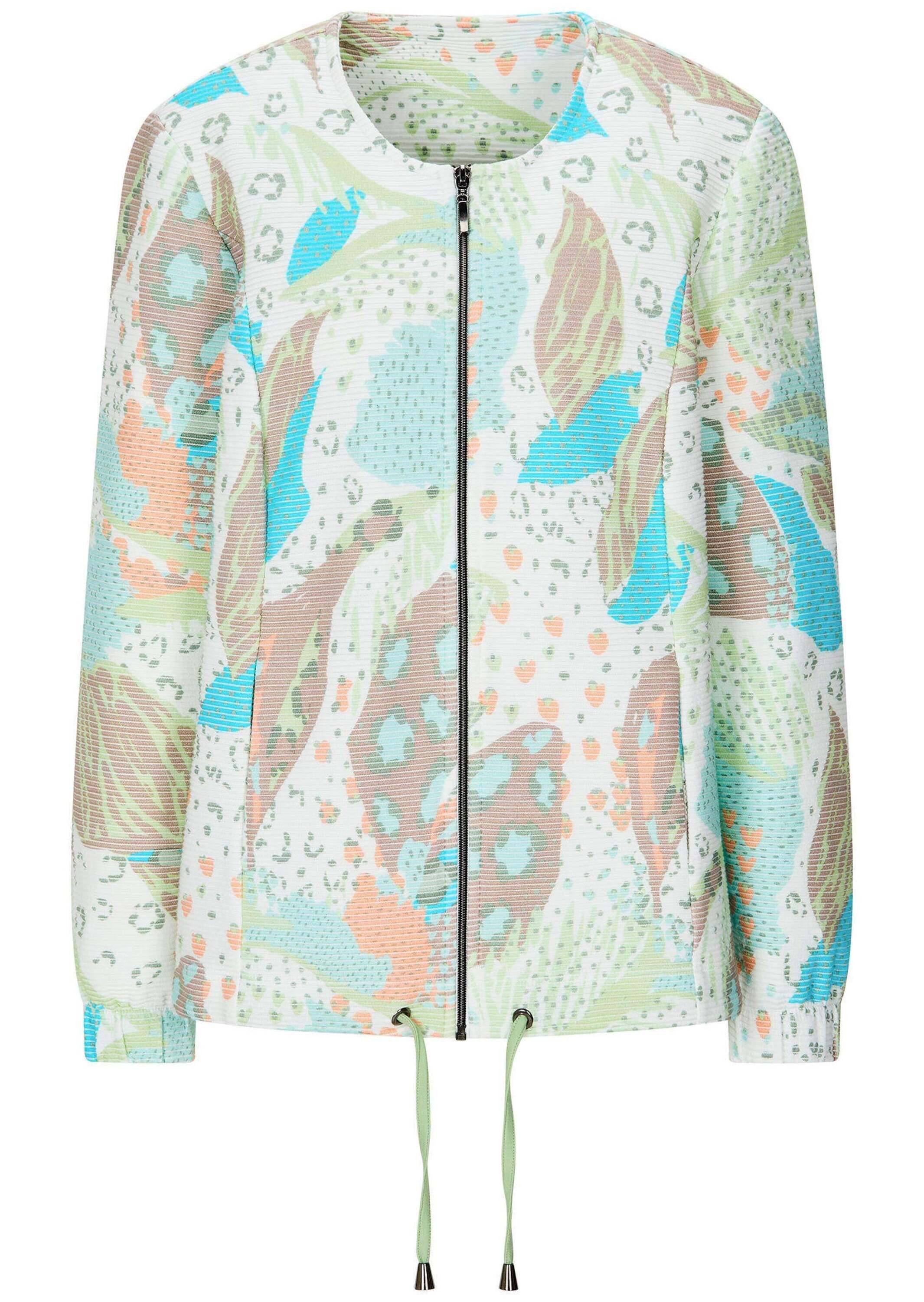 GOLDNER Outdoorjacke Printjacke mit Ottomanstruktur Baumwolljacke mit Rundhals, Reißverschluss, Taschen und Langarm