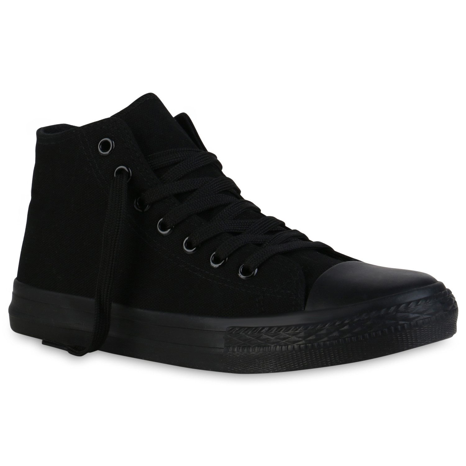 VAN HILL 20392037 YR LW2266-1 Damen Sneaker All Black 37 Sneaker Damen Sneaker High Schnürer Bequeme Basic Stoff