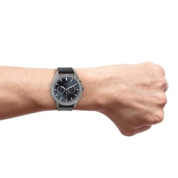 OOZOO Quarzuhr Oozoo Herren Armbanduhr schwarz Analog, Herrenuhr rund, groß (ca. 45mm) Lederarmband, Sport-Style