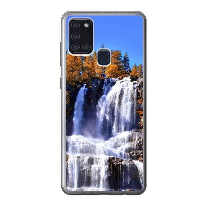 MuchoWow Handyhülle Wasserfall - Norwegen - Natur Handyhülle Samsung Galaxy A21s Smartphone-Bumper Print Handy