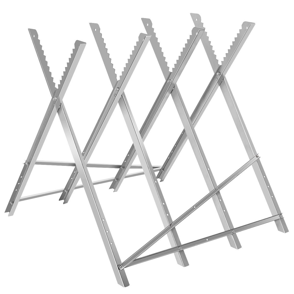 COSTWAY Sägebock, 100 kg max. Belastbarkeit, mit Sägezähnen, tragbar, Stahl