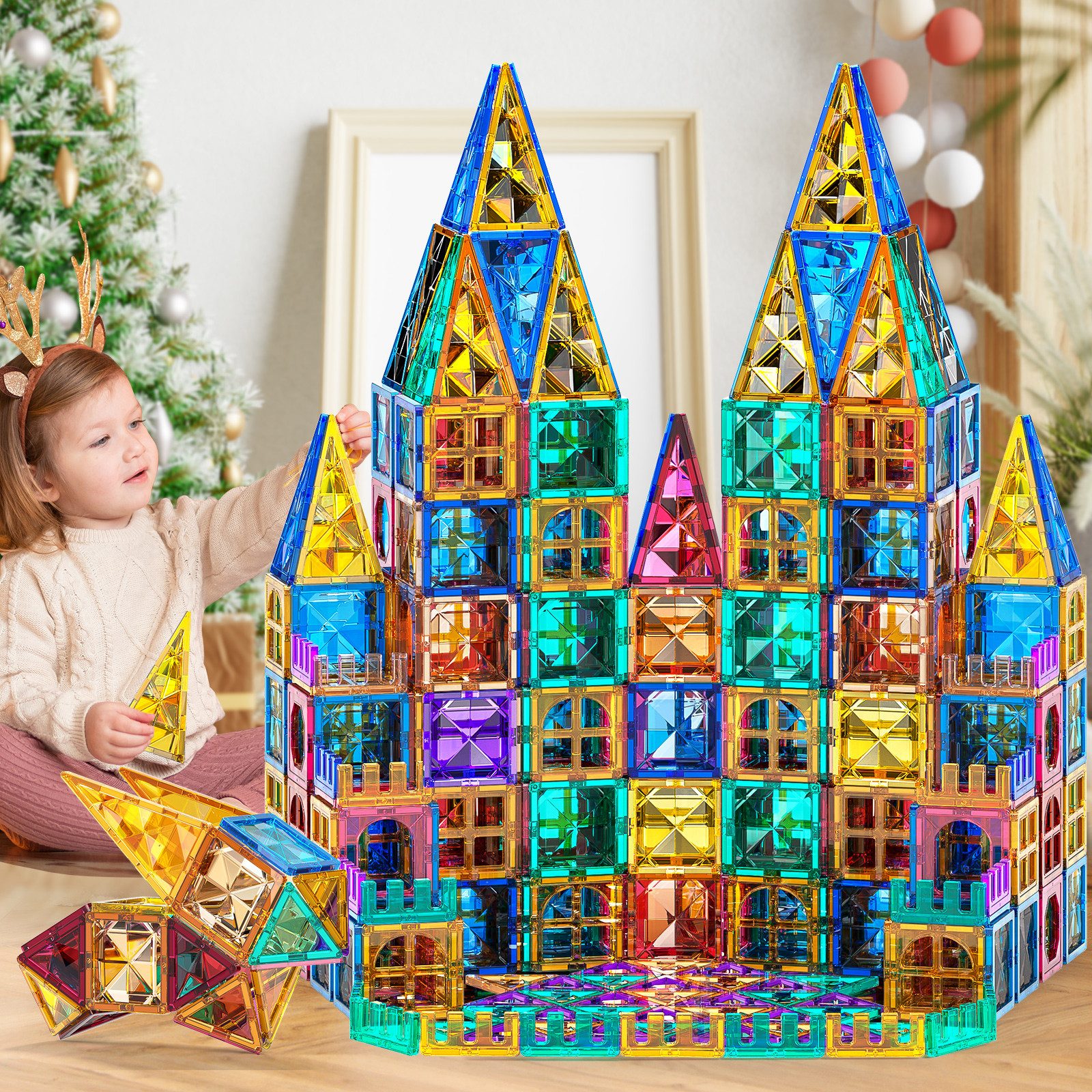 TEMI agnetspielzeug Magneten Kinder Magnetbausteine Magnet Magnetspielbausteine, (Set, 180 St., 80/102/150/180 Teile), Geschenk für 3, 4, 5, 6, 7, 8, 9 Jahre Ki – Bild 3 von 5