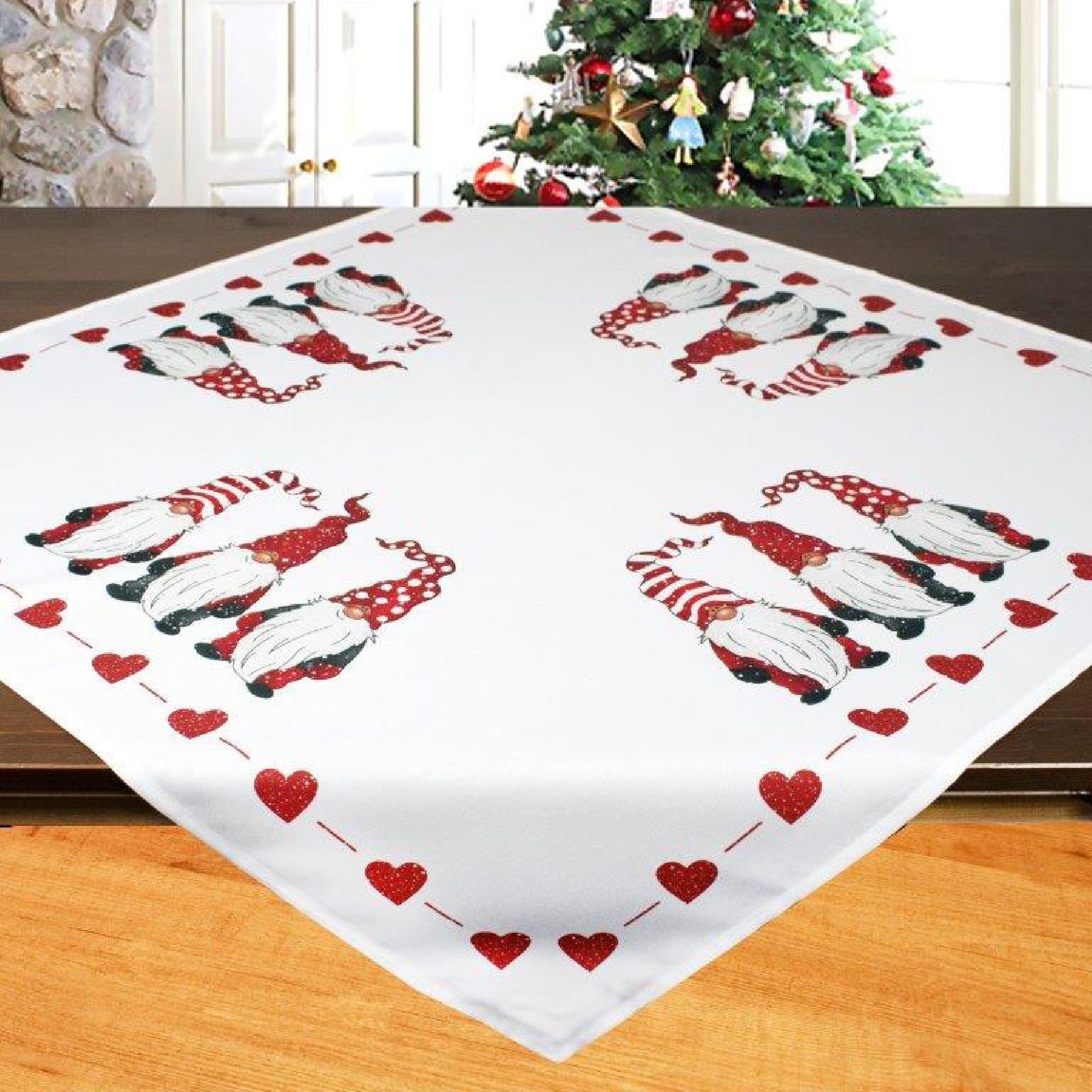 Delindo Lifestyle Tischdecke Wichtel, Tischläufer, Kissenbezug zu Weichnachten (1-tlg), mit Druckmotiv