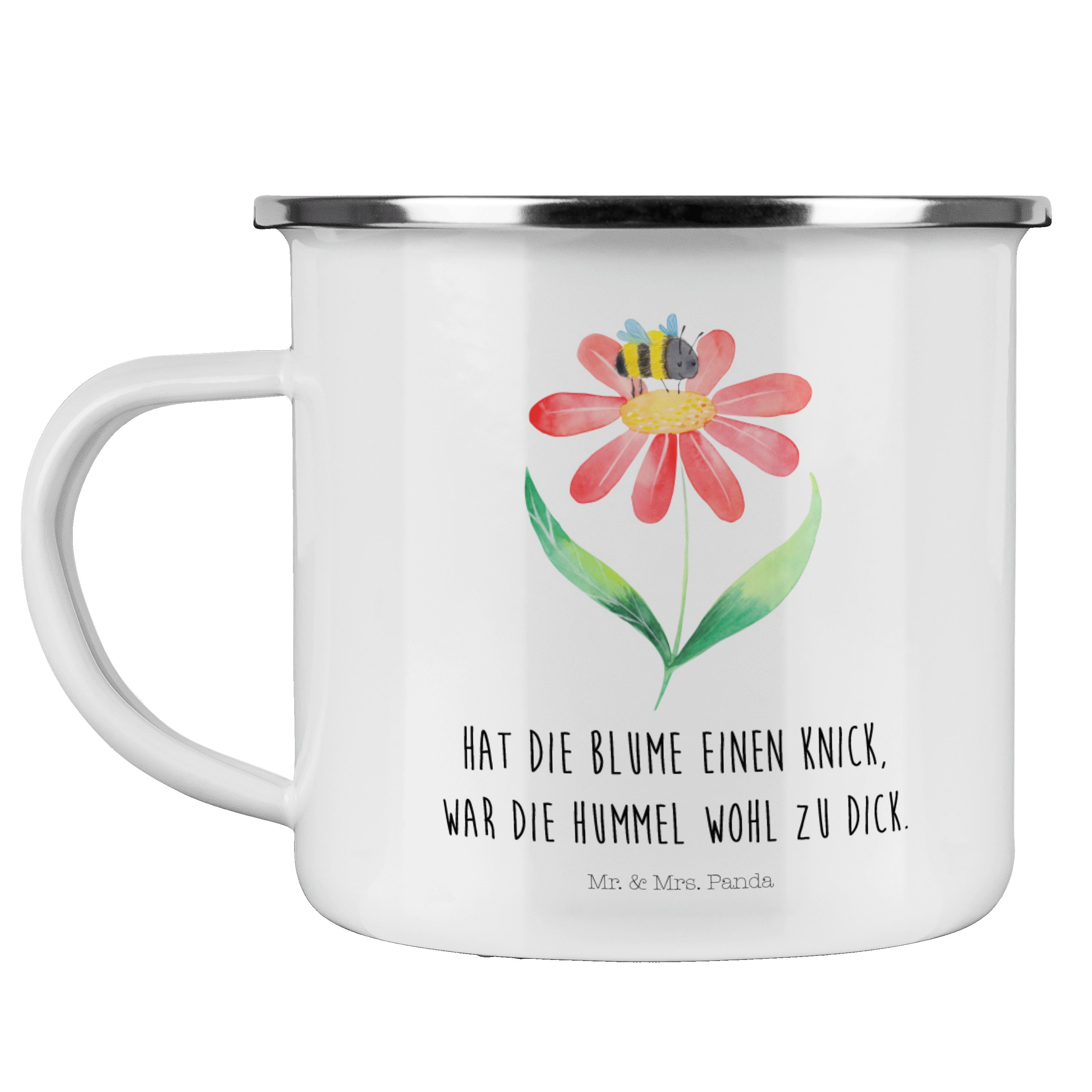 Mr. & Mrs. Panda Becher Hummel Blume - Weiß - Geschenk, Camping Tasse Metall, Biene, Emaille, Emaille | Becher