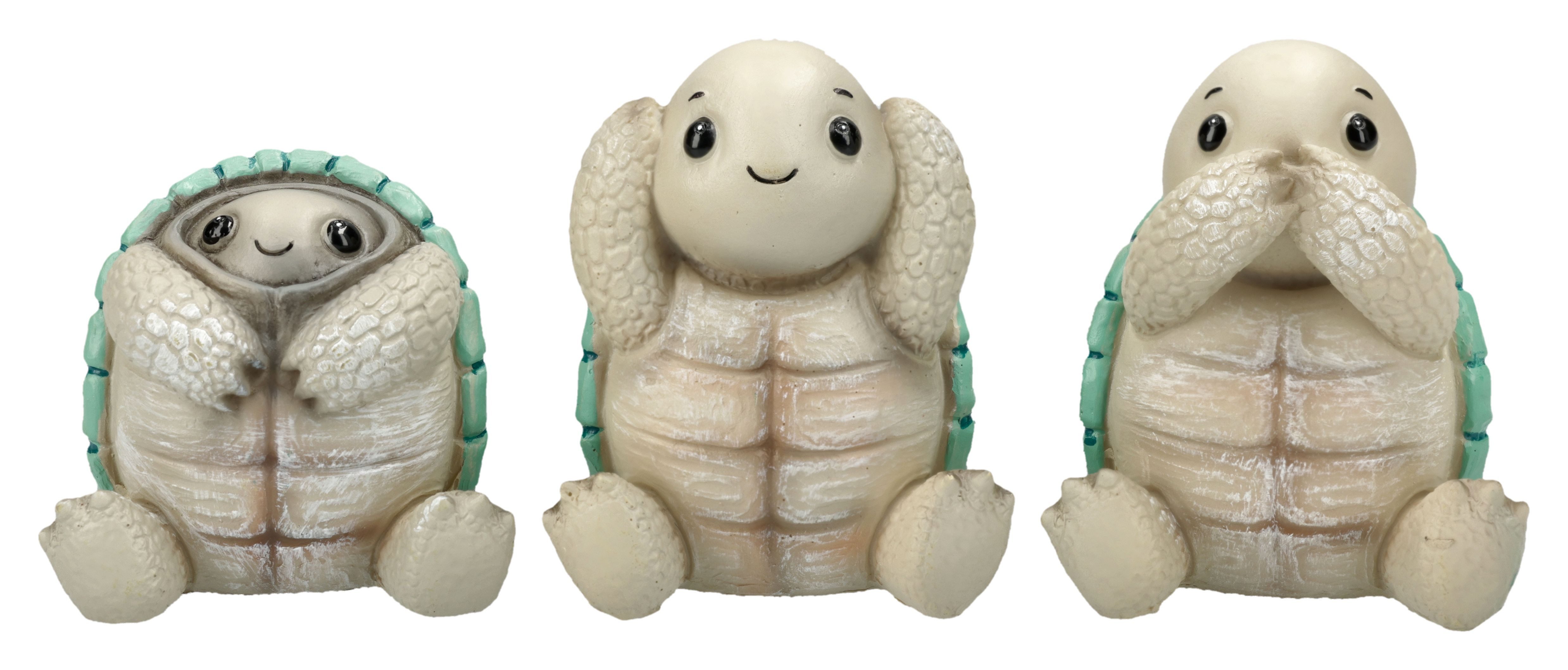 Figuren Shop GmbH Tierfigur Schildkröten Figuren Set – 3er Statue Nichts sehen hören sagen 8 cm