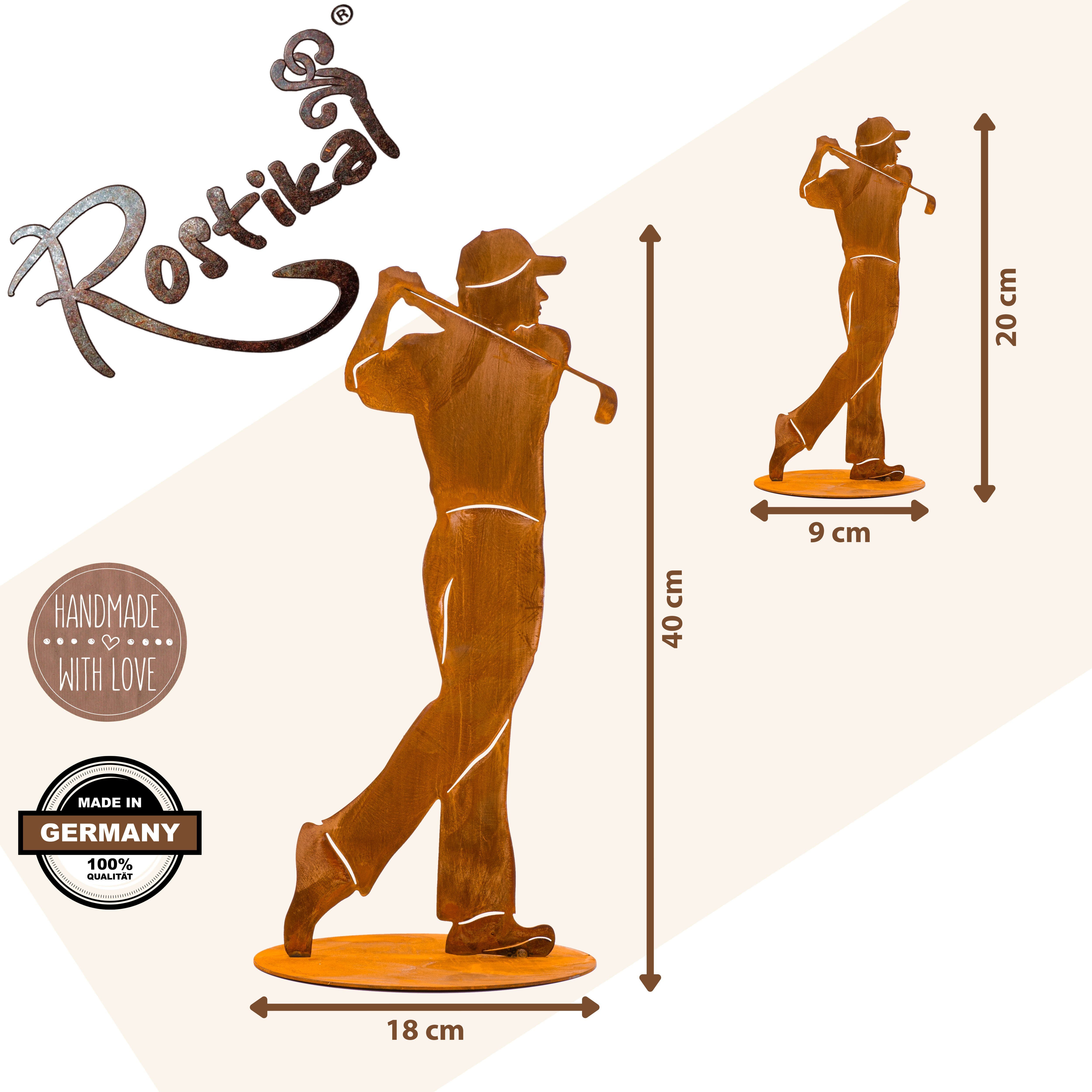 Rostikal Gartenfigur Golfspieler Figur, Gartendeko Rost oder Schwarz Golfer günstig online kaufen