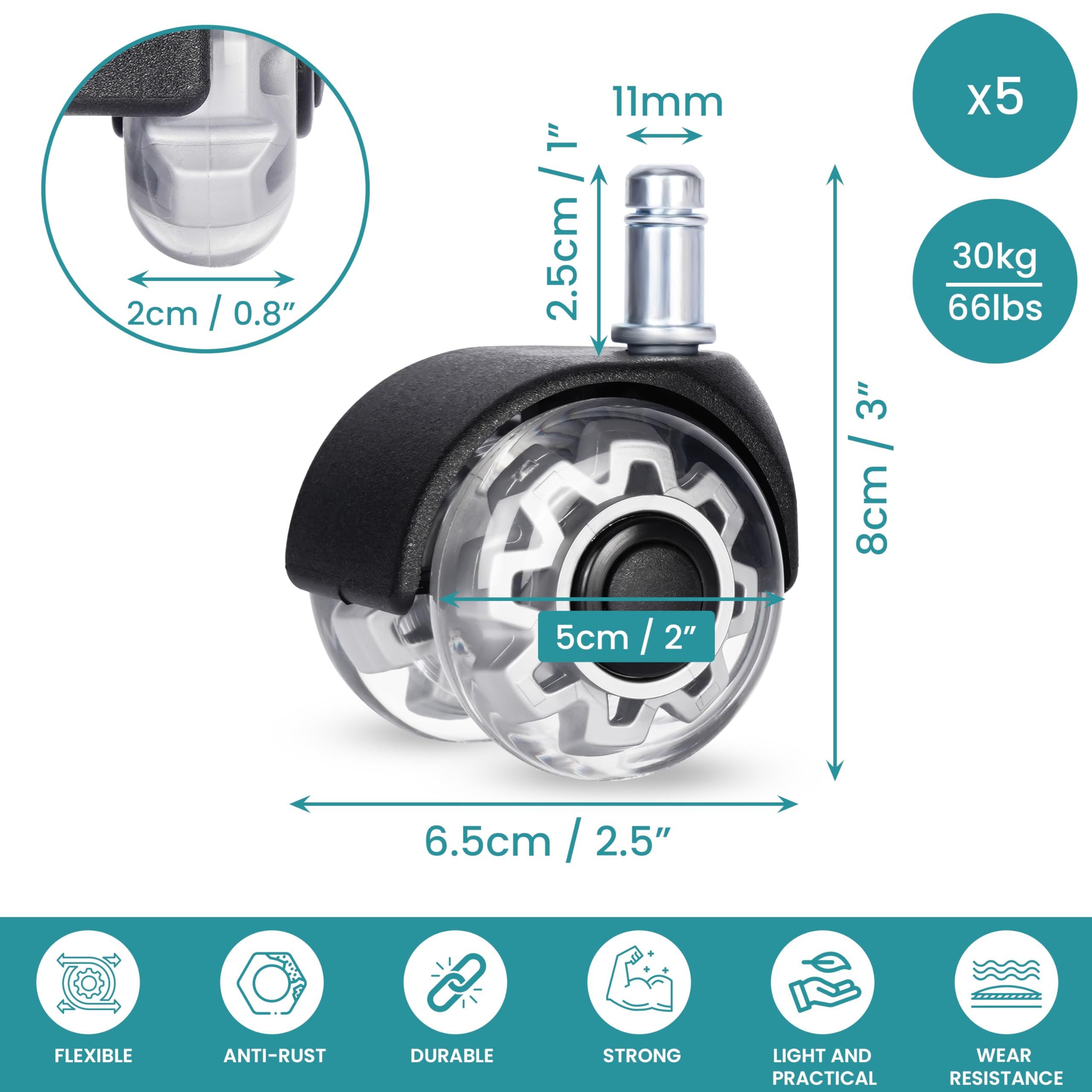 Belle Vous Stuhlrolle Belle Vous Bürostuhlrollen und Gaming-Stuhlrollen - 5 günstig online kaufen