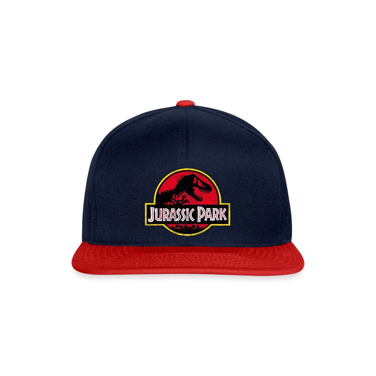 Spreadshirt Snapback Cap Jurassic Park Klassisches Logo In Rot Mit T-Rex Snapback Cap (1-St)