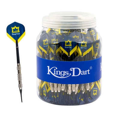Kings Dart Dartpfeil 100 Stück Softdartpfeile, 18 g inkl. Dose, Nylonschaft mit Federring sorgt für festen Halt der Flights