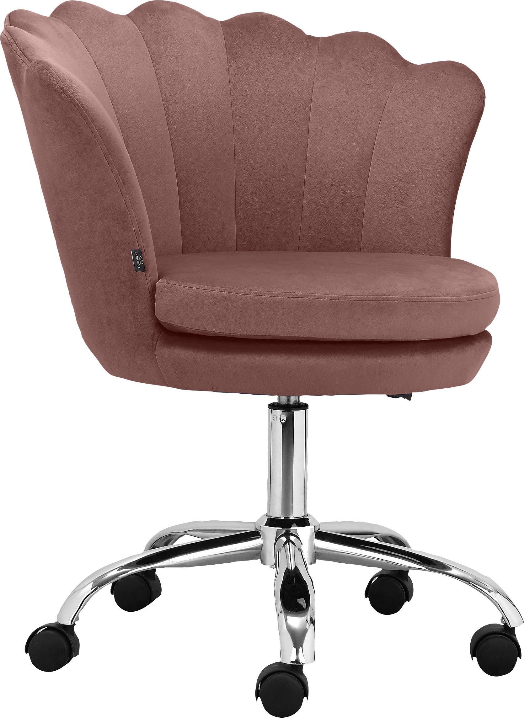 OTTO home Bürostuhl Helleu (1 St), Veloursstoff mit horizontalen Nähten, höhenverstellbar, 360° drehbar