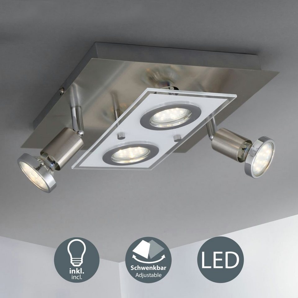 B.K.Licht Deckenleuchte Deckenlampe 4x 3W 250lm GU10 IP20 - BKL1076, LED  wechselbar, Warmweiß, Schwenkbar Drehbar Strahler Küche Wohnzimmer Esszimmer