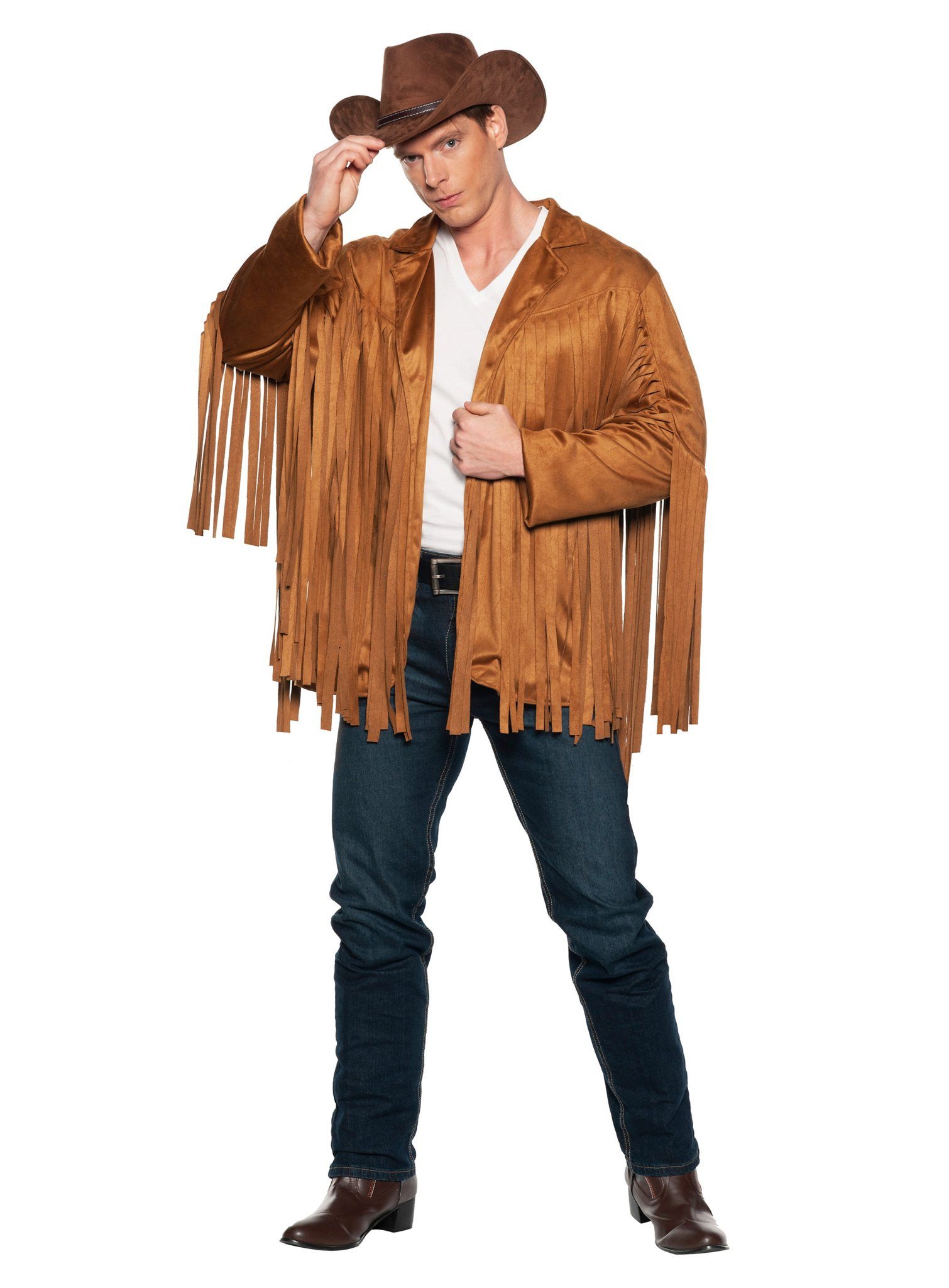 Cowboy-Kostüm Fransen Cowboyjacke - Fasching Karneval Kostüm Hal