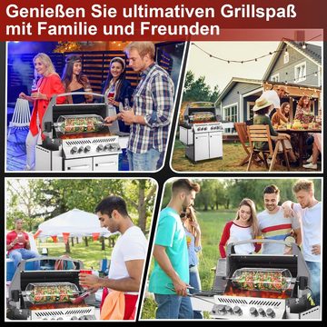 Randaco Grillspieß Grillkorb Edelstahl BBQ Grill Zylindrischer Grillguthalter