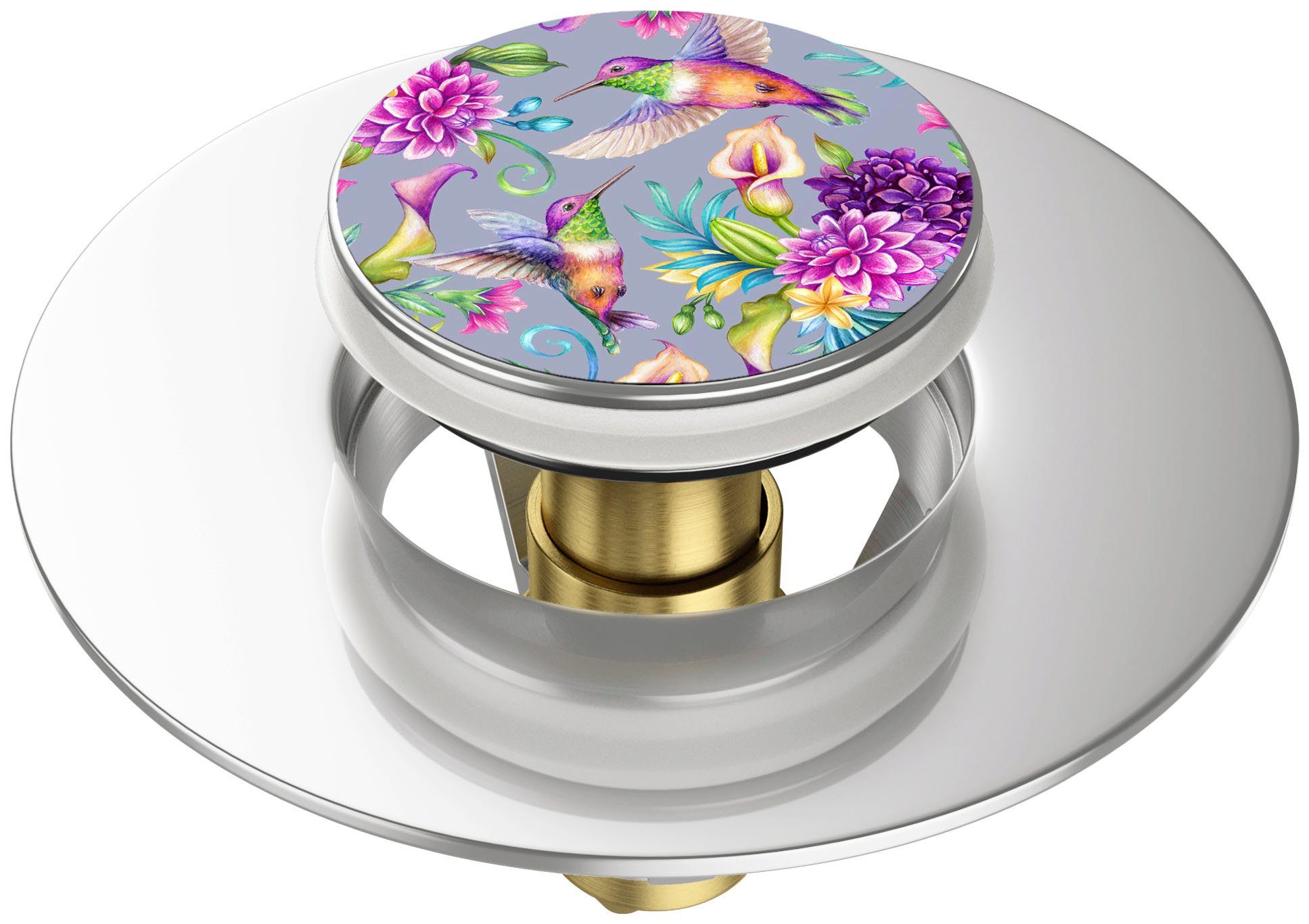 Sanilo Waschbeckenstöpsel Pop-Up Kolibri, Ø 6,2 cm, 100% wasserdicht, kräftige Farben, hochwertig