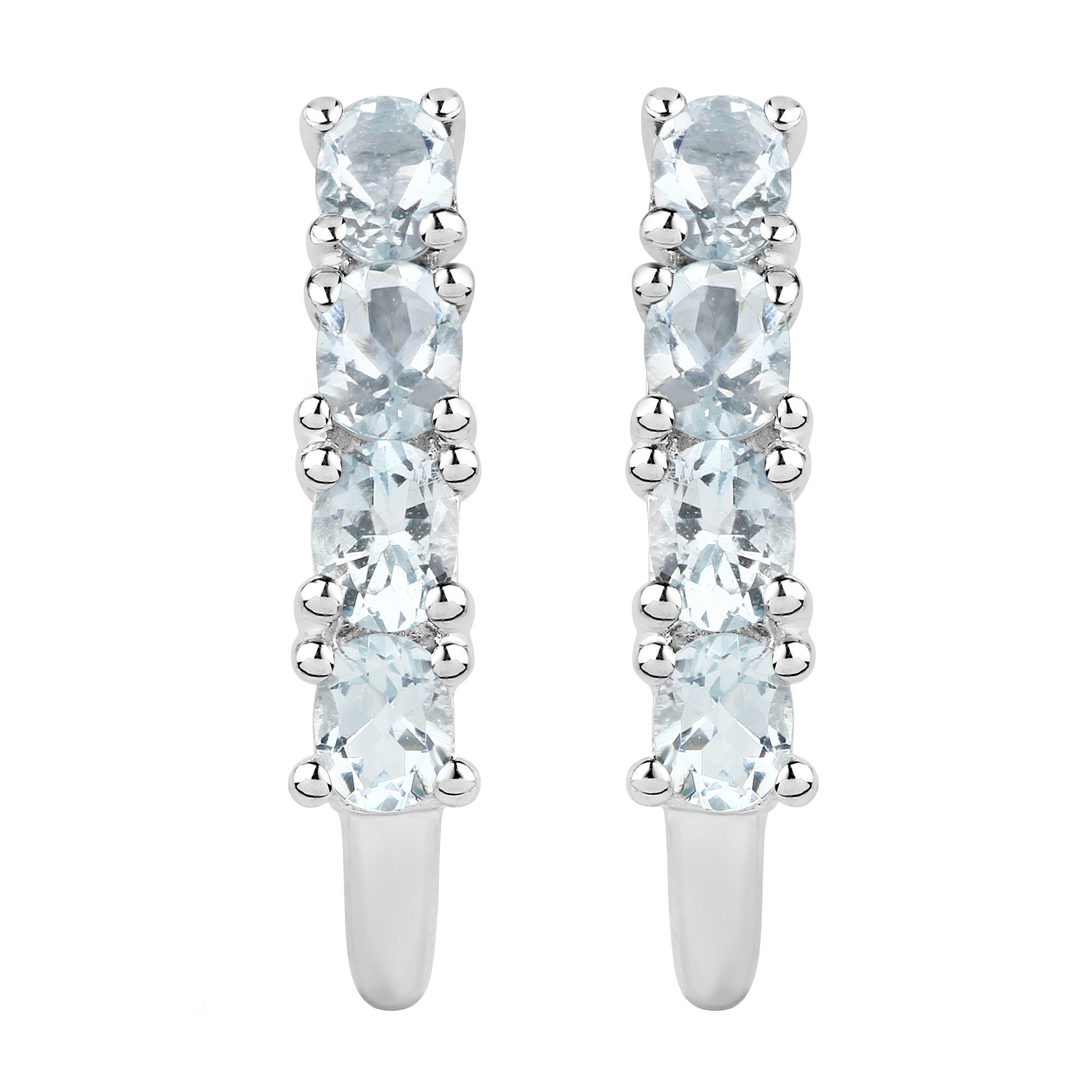 Vira Jewels Paar Ohrhänger 925 Sterling Silber rhodiniert Aquamarine