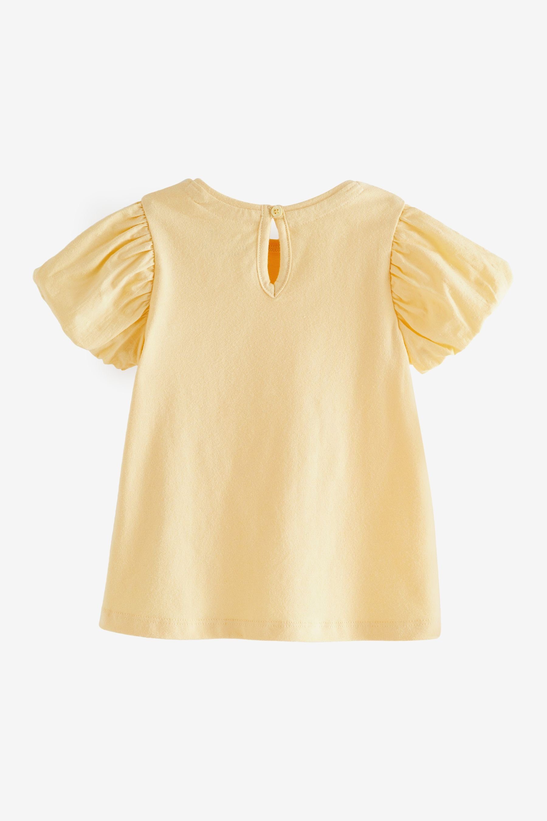 (1-tlg) Puffärmeln Next aus Baumwolle T-Shirt Yellow T-Shirt mit