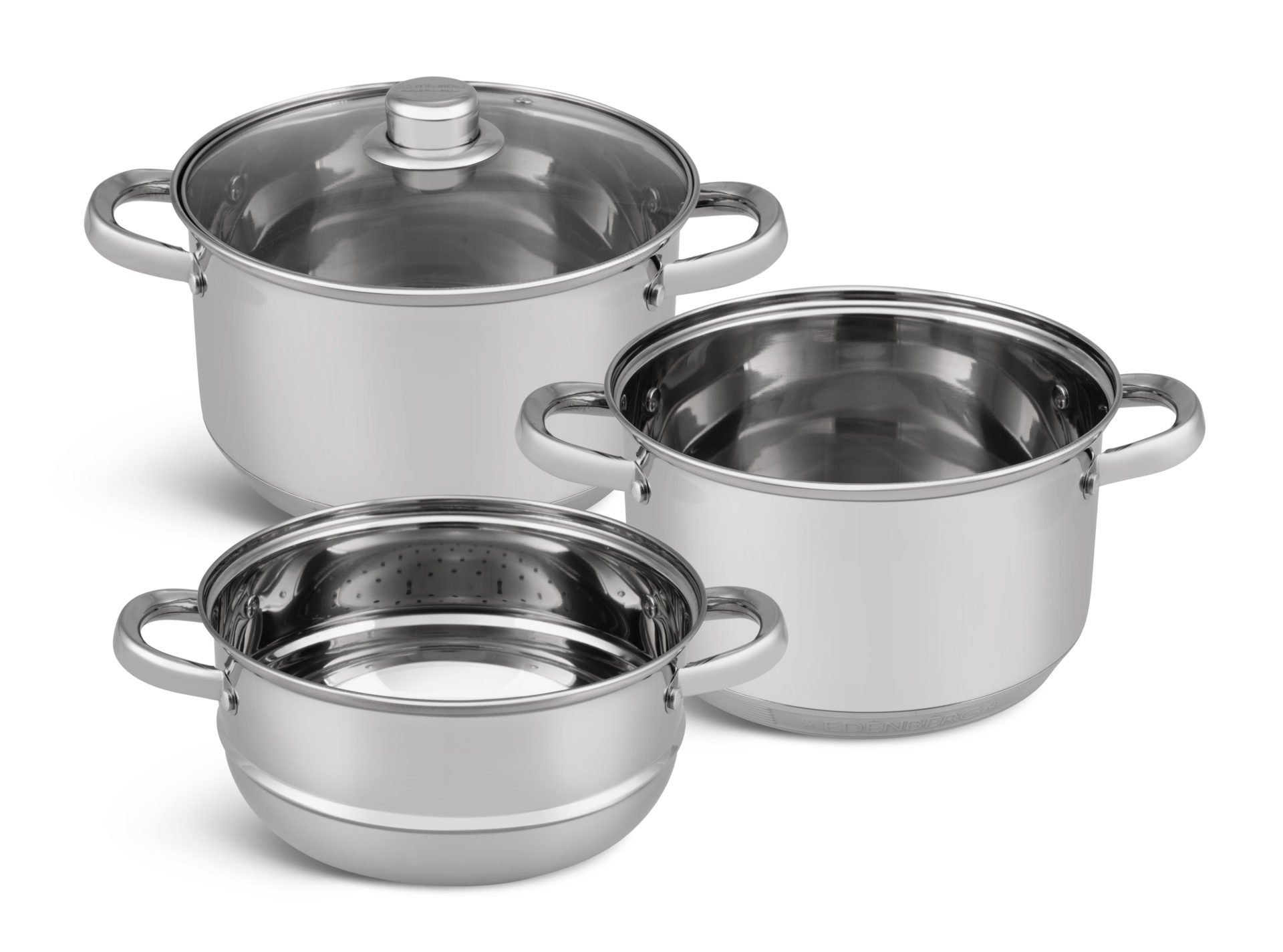 JJsdwin 3-Etagen Dampfgarer Aus Edelstahl - 28 Cm Dampftopf Mit Glasdeckel