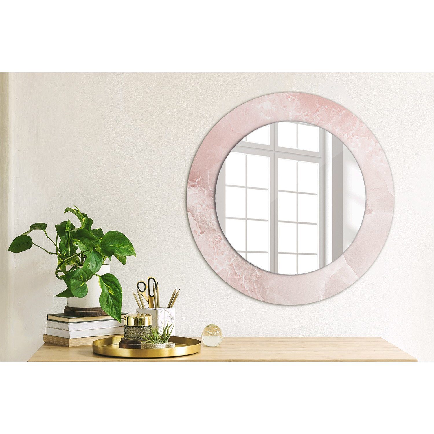 Tulup Spiegel Modern Wandmontage Wandspiegel Spiegel mit Aufdruck Rund: Ø50cm