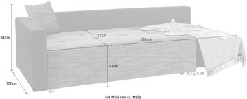 COLLECTION AB Schlafsofa Dany, inklusive Bettfunktion und Bettkasten, frei im Raum stellbar