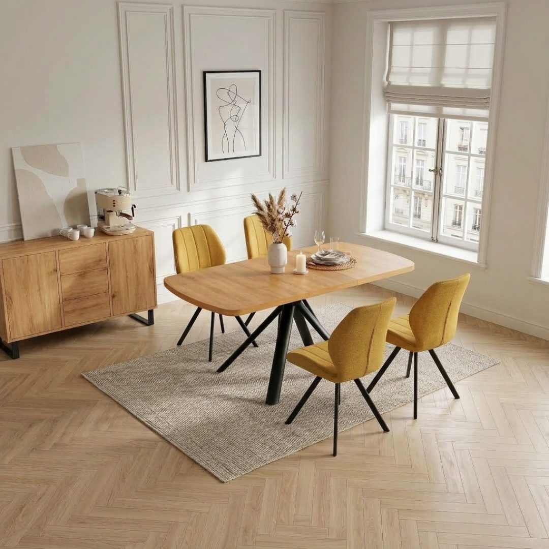 Jiexi Küchenstuhl Esszimmerstuhl, Patchwork-Design, Polsterstuhl mit Metallbeinen