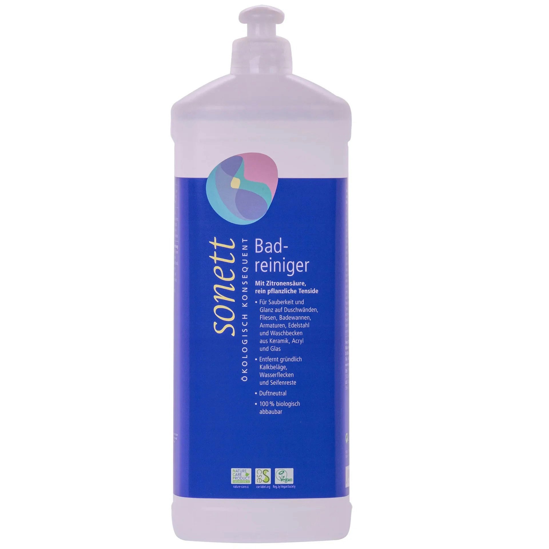 Sonett Badreiniger 1 Liter Badreiniger (Enthält 5–15% Zitronensäure und rein pflanzliche Tenside)